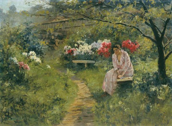 Sergey Ivanovich Svetoslavsky In the Garden oil painting image